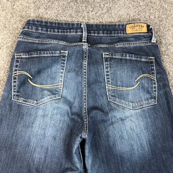 Signature by Levi Strauss & Co Mid Rise Straight Leg Dark Wash Jean Women 10 W30 - Picture 9 of 11